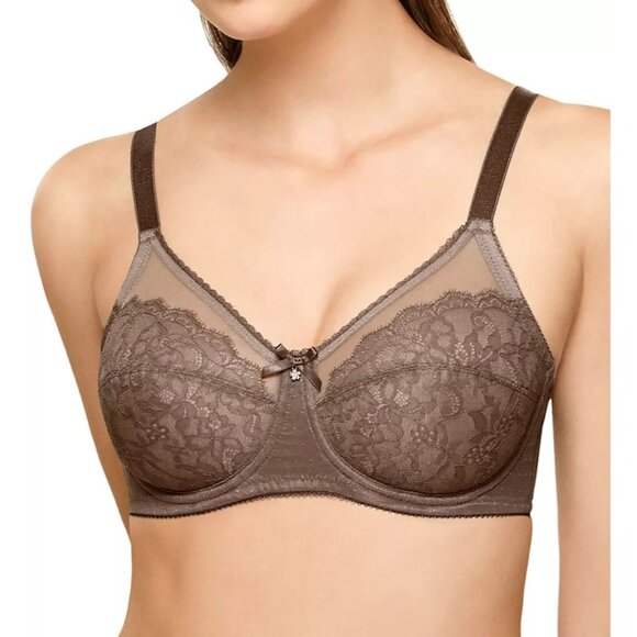 Wacoal 855186 Retro-Chic Full Figure 36C Lace Underwire Bra Cappuccino - Picture 1 of 5